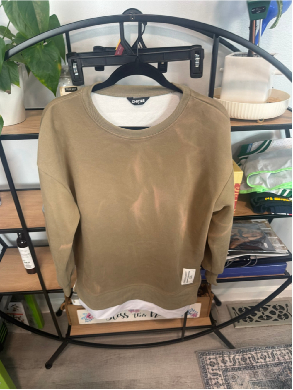 Women's CHICME Olive Green & White Sweatshirt S